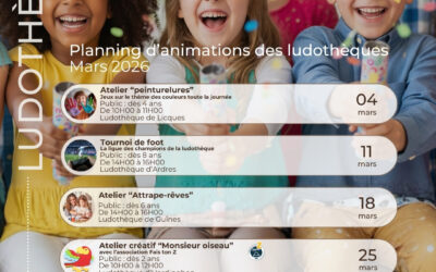 Planning d’animations des ludothèques – Mars 2026